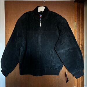 COPY - Men’s Black Suede Bomber Jacket. Size XLarge